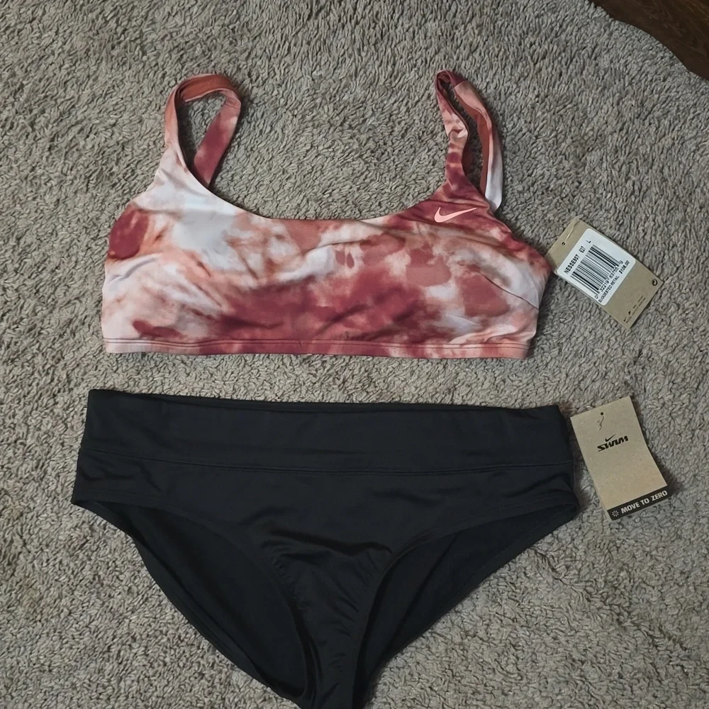 Nike Pink Tie-Dye Sports Bra And Full Coverage Bottoms
